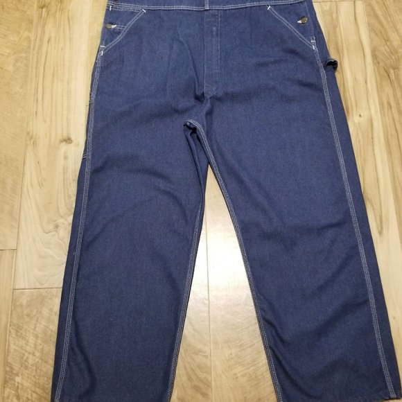Vintage 70s Roebucks Denim Overalls Union Made USA 44x28.5 - Picture 4 of 10